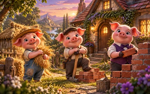 THREE LITTLE PIGS — AI သရုပ်ဖော်ပုံ၊ ဂိမ်းမျက်နှာပြင်မဟုတ်ပါ