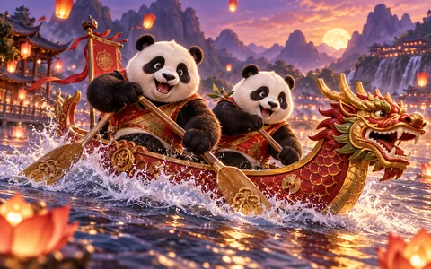 PANDA DRAGON BOAT — AI သရုပ်ဖော်ပုံ၊ ဂိမ်းမျက်နှာပြင်မဟုတ်ပါ