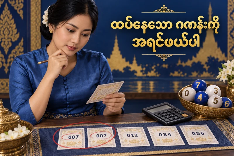 ထပ်တူဂဏန်းပါသော စိတ်ကူးထီရွေးချယ်စာရင်းကို စစ်ဆေးသည့် သရုပ်ဖော်ပုံ။