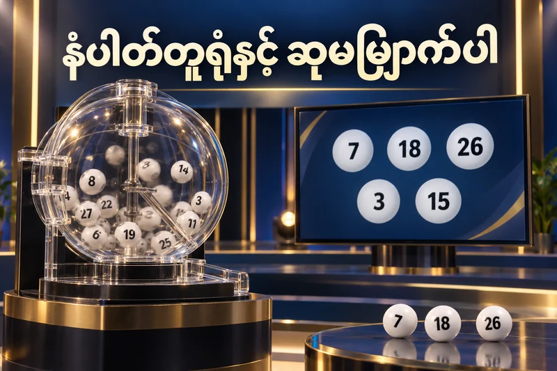 ဘောလုံးထုတ်စက်နှင့် bingo ပုံစံနံပါတ်ကတ်ကို သရုပ်ဖော်ထားပုံ